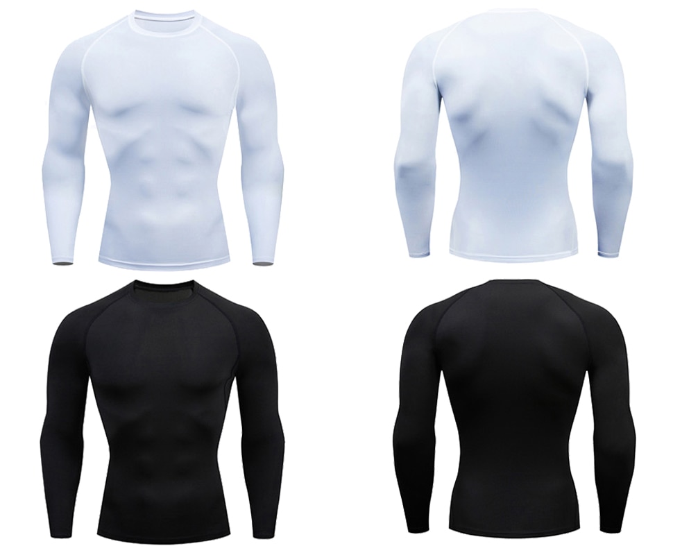 Men Bodybuilding Sport T-shirt Quick Dry Running Shirt Long Sleeve Compression Top Gym T Shirt Men Fitness Tight Rashgard